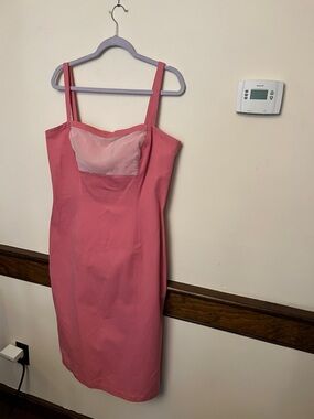 Pink Sleeveless Dress with Contrasting Mesh Bust